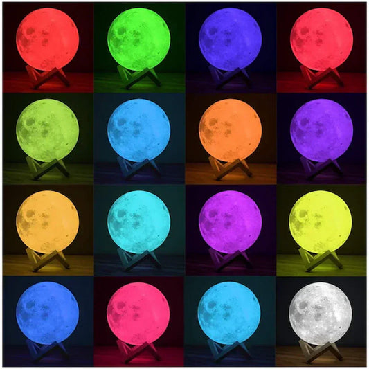 Conçue pour les chambres d’enfants, adultes ou même salon, cette lampe lune LED 3D propose 16 teintes