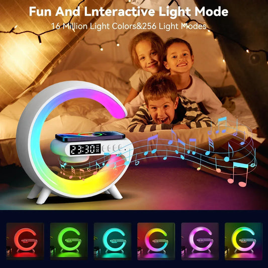 Lampe Veilleuse RGB enceinte Bluetooth chargeur sans fil LUNO Welfare