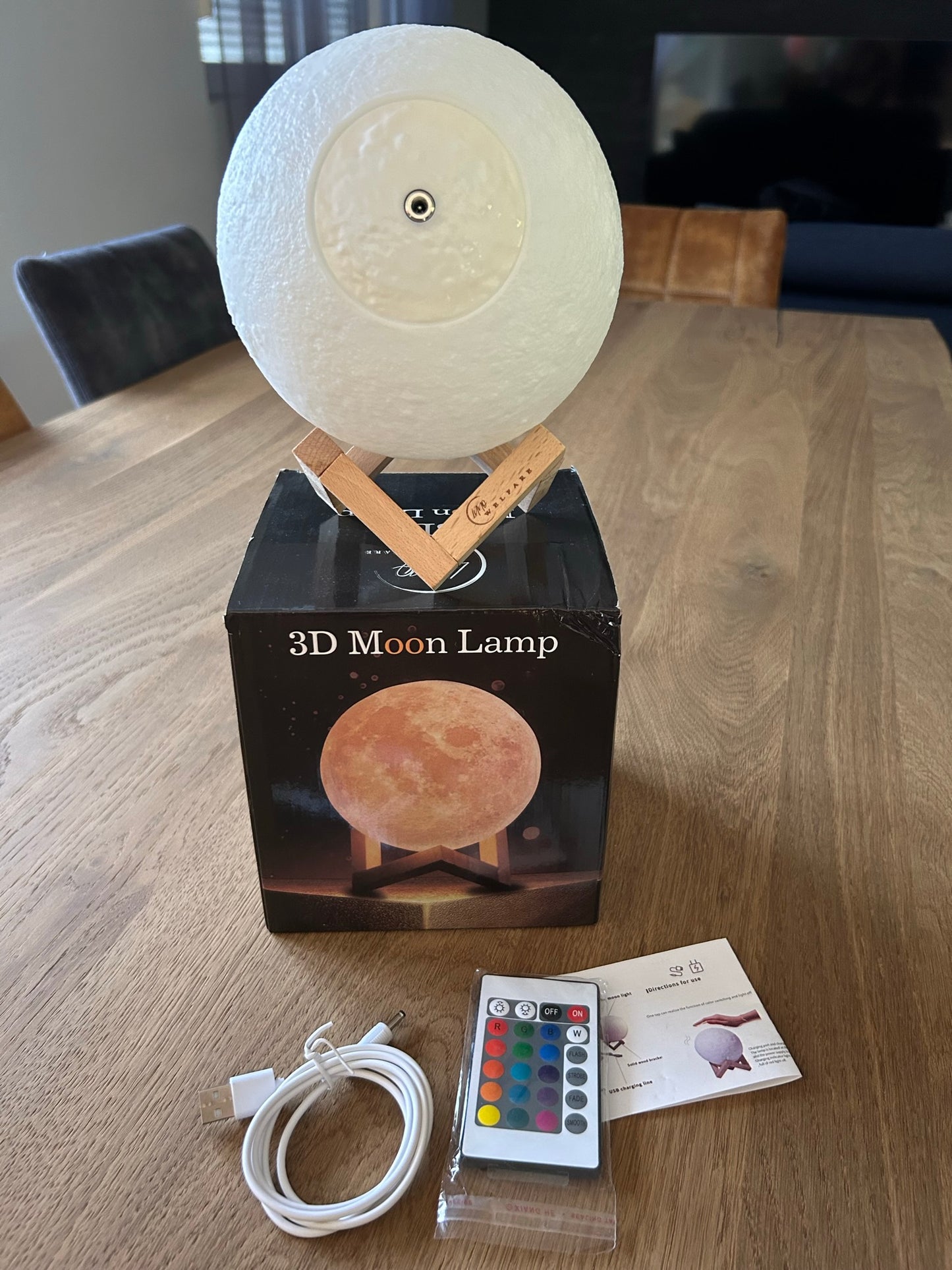 Lampe Lune 3D Rechargeable – Veilleuse LED 16 Couleurs Tactile Ø 18 cm