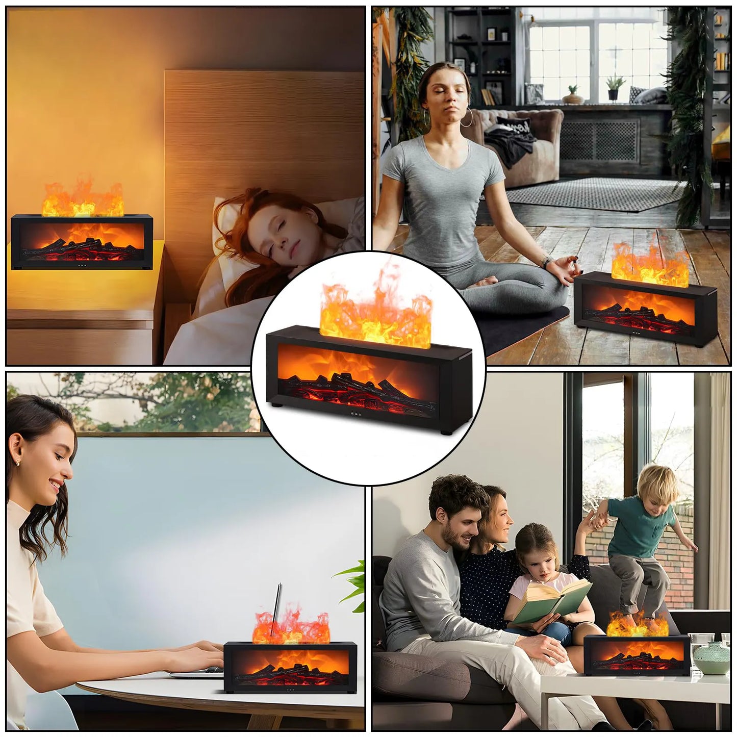 Diffuseur flamme 300 ml – ambiance cheminée & télécommande