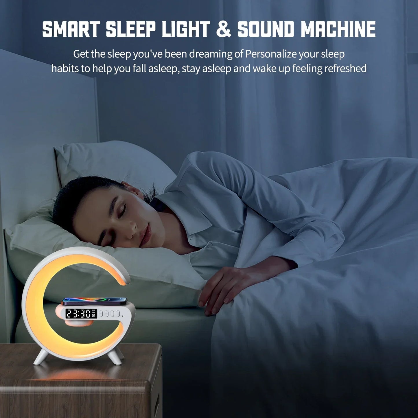 Lampe d’ambiance nocturne avec lumière personnalisable et recharge mobile