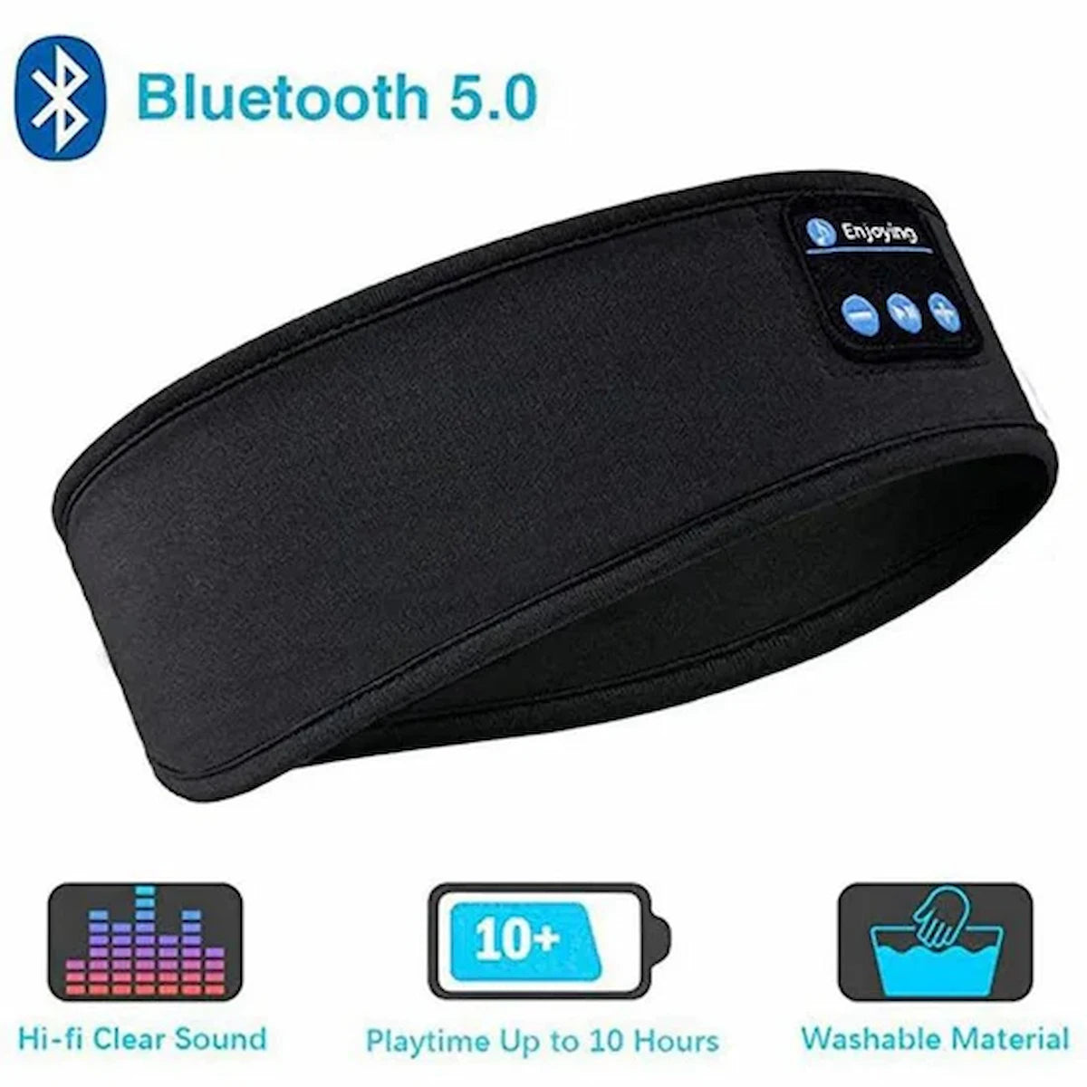 Bandeau respirant et confortable Bluetooth 5.0 – Obscurité Totale & Audio Immersif