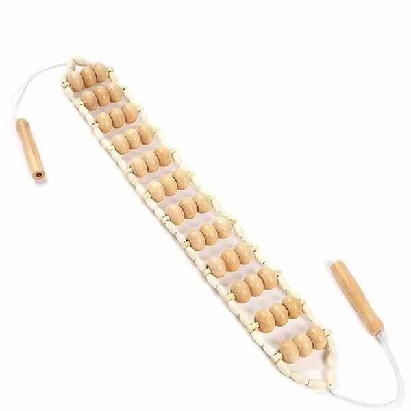 Rouleau de massage en bois naturel avec 12 rouleaux pour dos, jambes et pieds