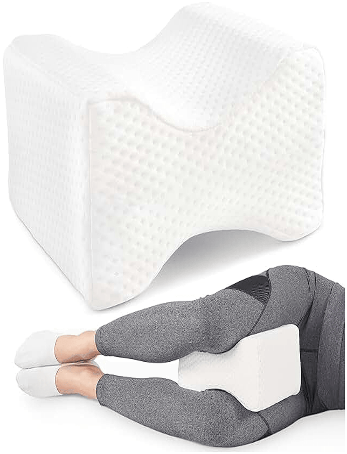 Coussin entre-jambes LUNO Welfare en mémoire de forme pour le sommeil sur le côté