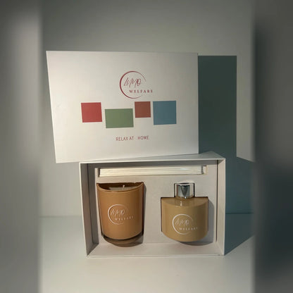 Lot de 2 Coffrets Bougie & Diffuseur Pêche Framboise