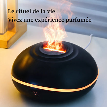 Diffuseur effet flamme noir avec brume ultrasonique et lumière orange