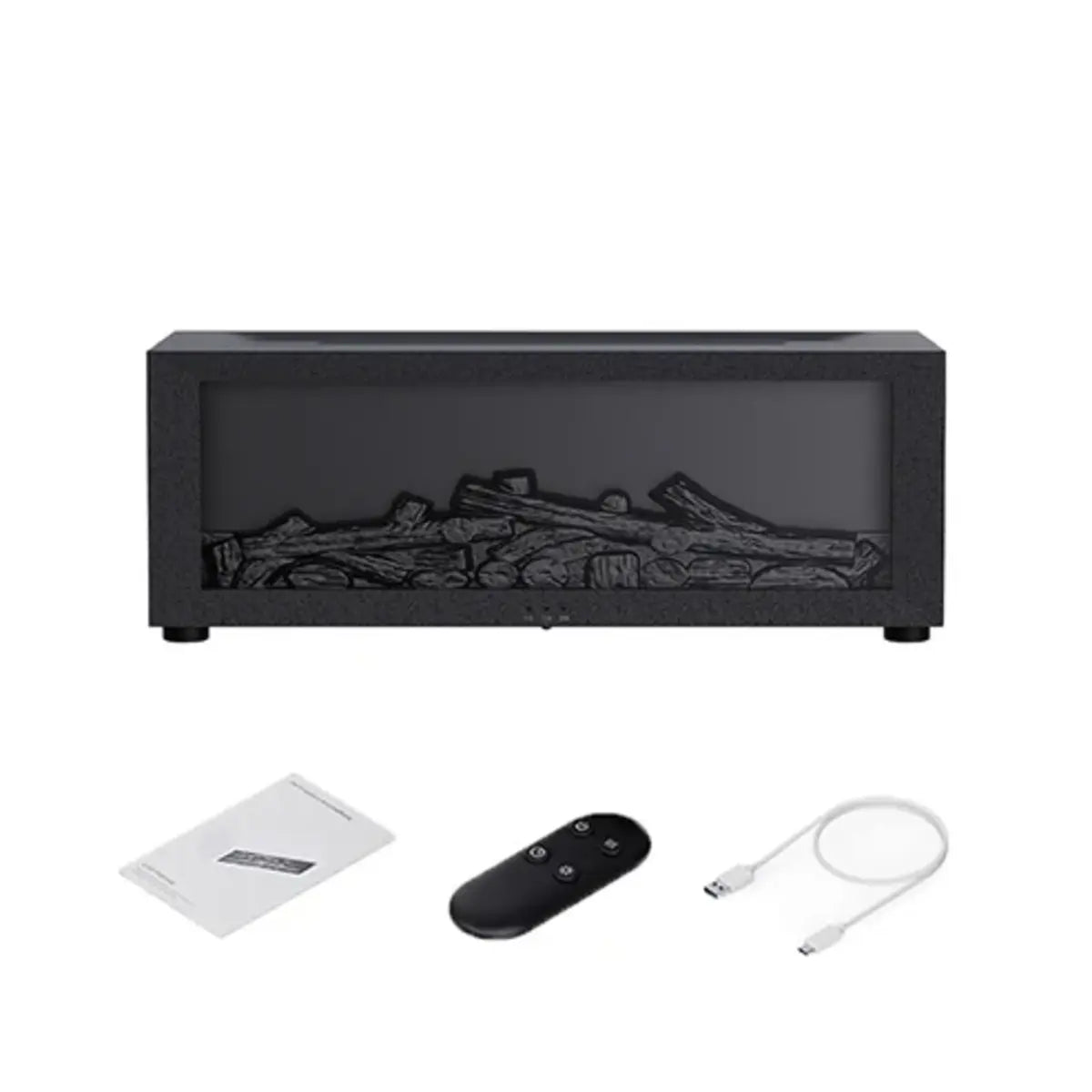 Diffuseur flamme noir 150 ml avec télécommande et câble USB