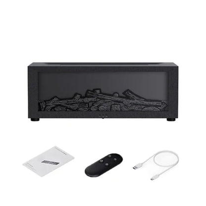 Diffuseur flamme noir 150 ml avec télécommande et câble USB