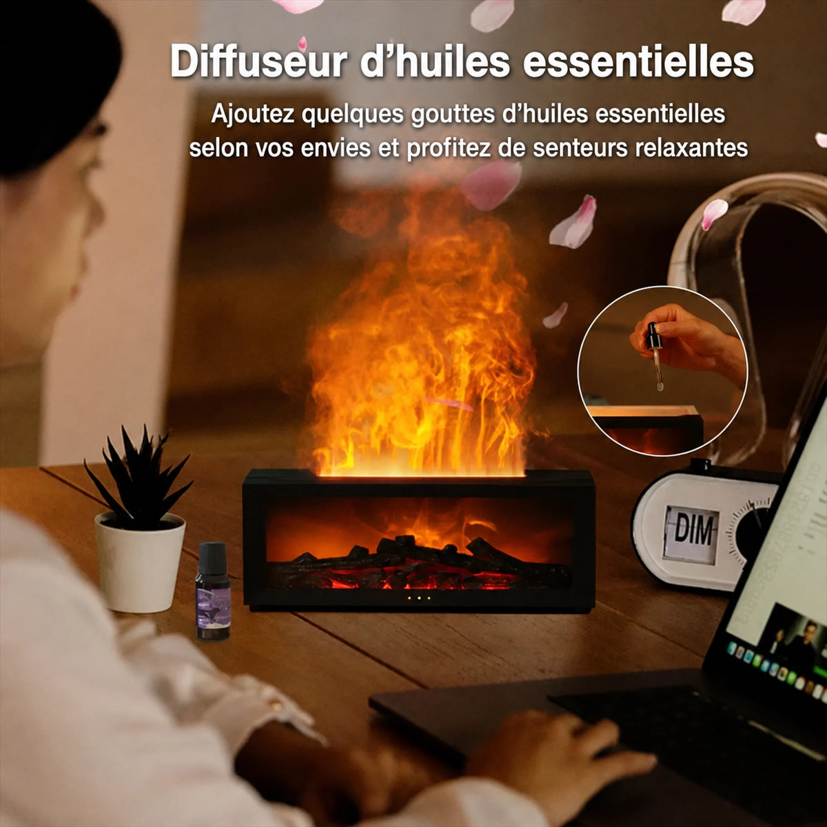 Utilisation du diffuseur flamme avec quelques gouttes d’huile essentielle