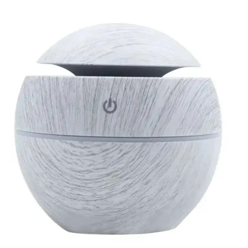 Diffuseur USB 150 ml bois blanc avec LED 7 couleurs pour bureau et petit espace