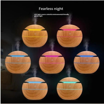 Humidificateur ultrasonique LED avec finition bois pour bureau et maison