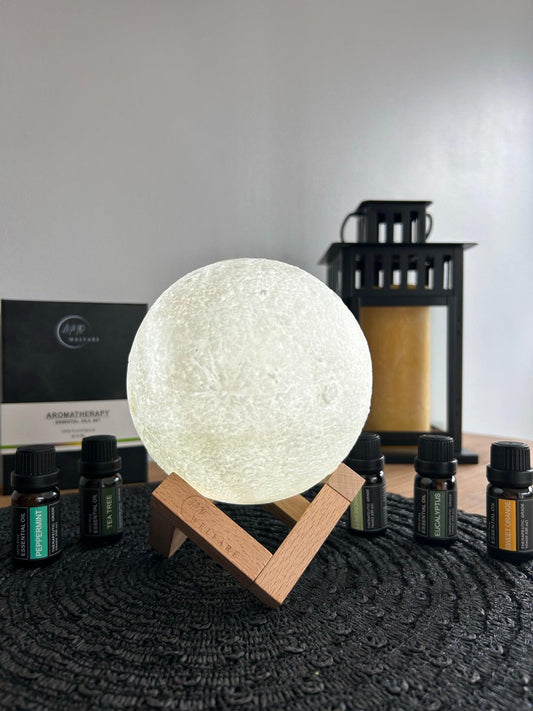 Diffuseur ultrasonique bois clair 880ML et huiles essentielles LUNO