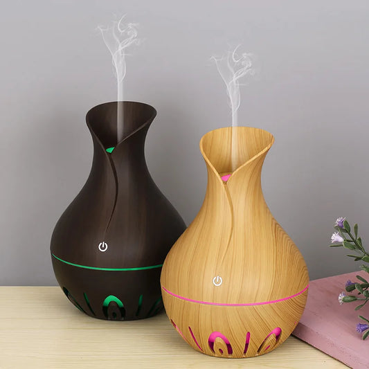 Diffuseur USB 130 ml finition bois — brume ultrasonique silencieuse et LED multicolore LUNO Welfare