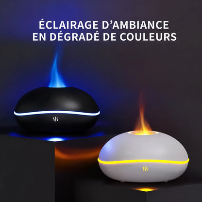 Diffuseurs effet flamme noir et blanc avec éclairage LED en dégradé