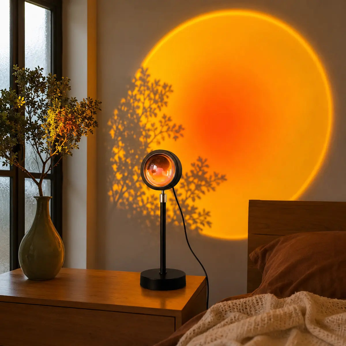 Lampe Sunset utilisée avec un smartphone pour créer un fond photo et vidéo lumineux