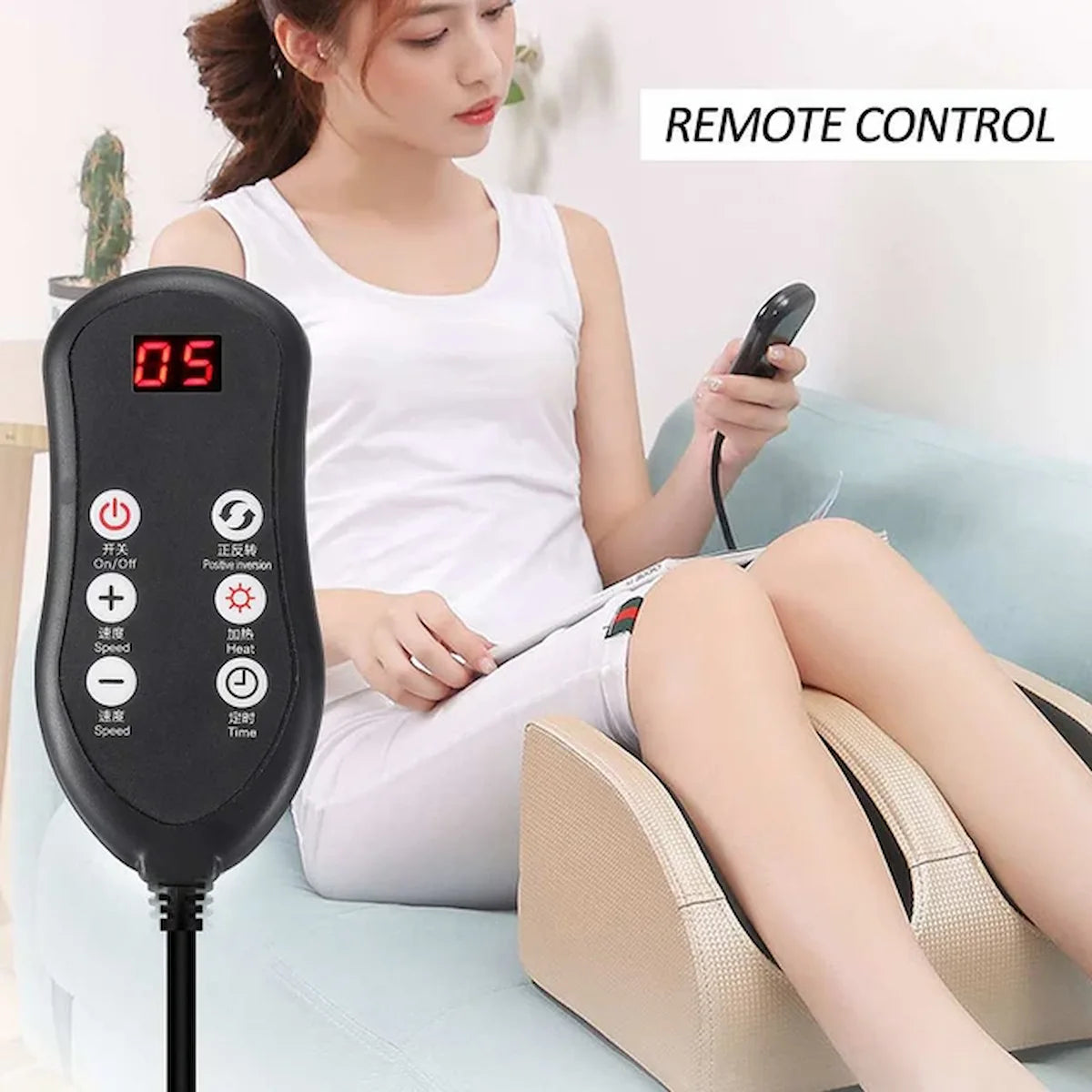 Masseur électrique pieds et mollets LUNO avec pétrissage 3D, chaleur et télécommande