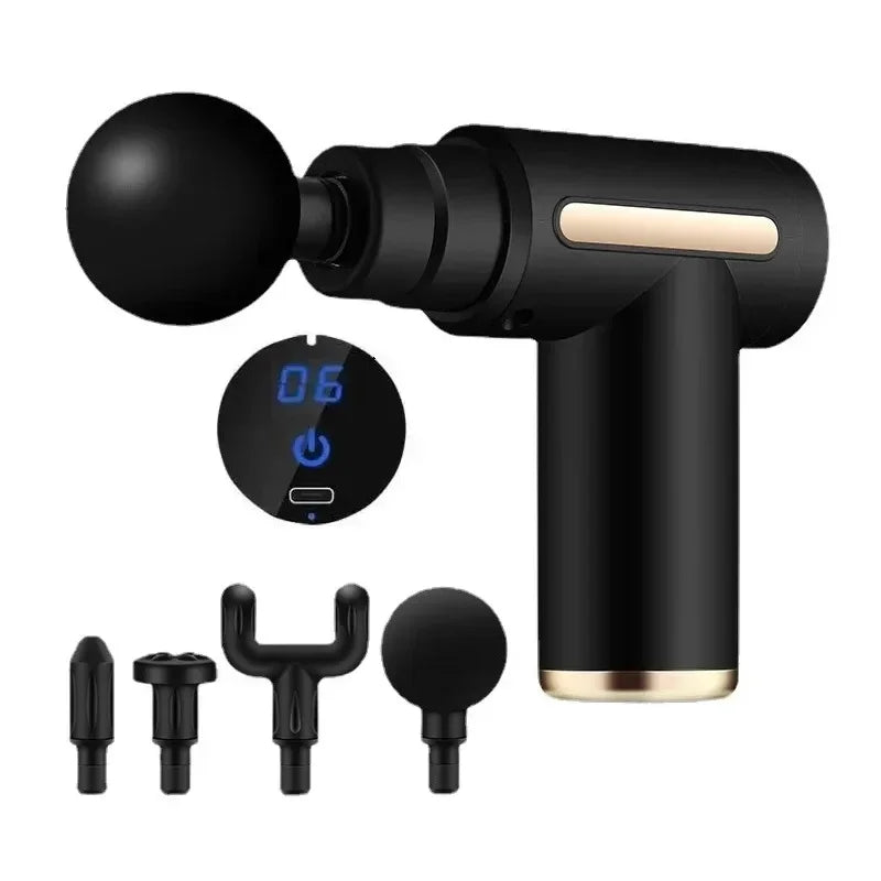 Mini pistolet de massage sans fil avec écran lcd idéal pour la récupération.