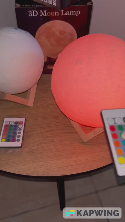 Lampe Lune 3D Rechargeable – 16 Couleurs LED, Veilleuse Design Ø 21 cm