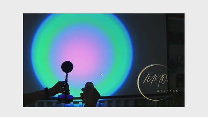 Lampe LED Ambiance Coucher de Soleil 16 Couleurs – Télécommande & Rotation 180°